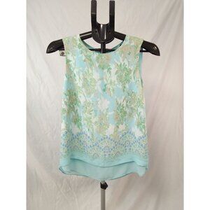 Rose + Olive Women's Blue White Green Floral Tank Top Size Small